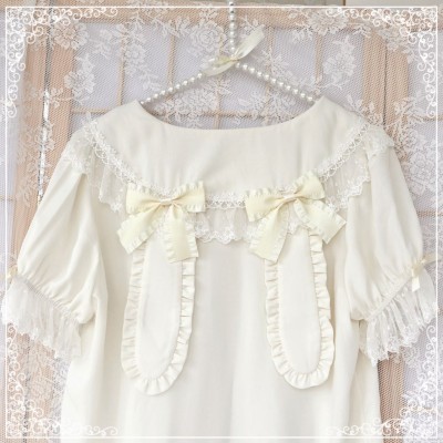 Three Tail Tree Milk Candy Bunny Ears Short and Long Sleeve Blouse(Leftovers/Stock is low)